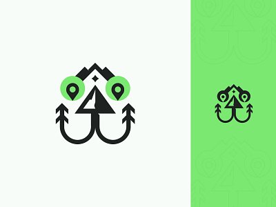 Abstract Mountain Logo abstract logo brand identity branding design destination hiking iconic logo logo logo design logo designer logo mark map pin minimal logo mountain mountain logo travel agency