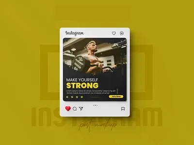 Instagram Gym Social Media Design advertising banner bodybuilding design exercise facebook fitness fitnessmodel graphic design gym hard work healthylifestyle instagood instagram post mahfuz jayed muscle poster social media training yellow