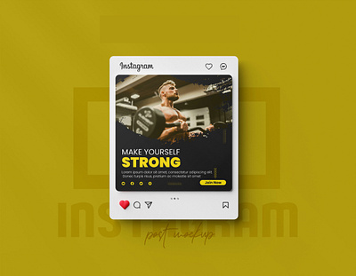 Instagram Gym Social Media Design advertising banner bodybuilding design exercise facebook fitness fitnessmodel graphic design gym hard work healthylifestyle instagood instagram post mahfuz jayed muscle poster social media training yellow