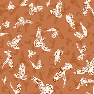 Dueling ravens surface pattern design