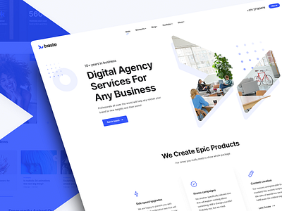 Haste - Marketing Agency template agency blog clean footer header homepage landing portfolio simple ui ux website