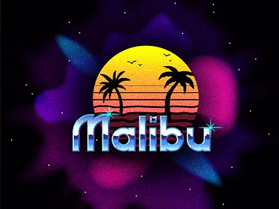 Mali-booyah beach hand lettering illustration lettering malibu space texture typography vaporwave
