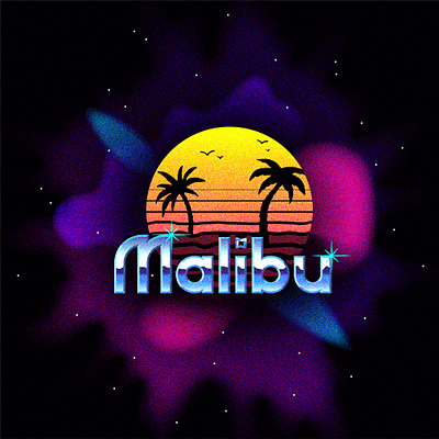 Mali-booyah beach hand lettering illustration lettering malibu space texture typography vaporwave