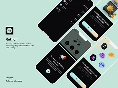 Retron - crypto app blender crypto design figma illustration ui ui design