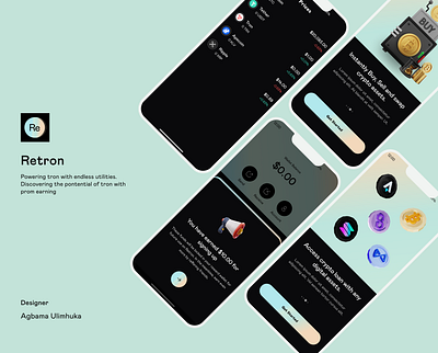 Retron - crypto app blender crypto design figma illustration ui ui design