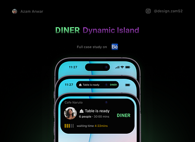 Diner dynamic island app design dynamicisland ui ux vector