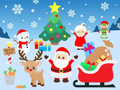 Christmas Set 1 design flat illustration vector