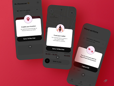 Modals from a logistics app app app design design ui uiux