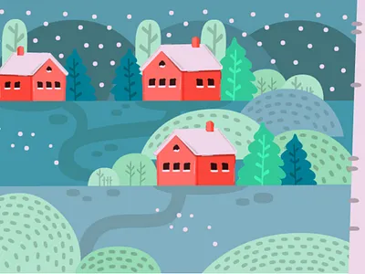Winter Village Background Illustration background christmas illustration landscape nature season snow vector village winter