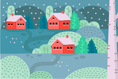Winter Village Background Illustration background christmas illustration landscape nature season snow vector village winter