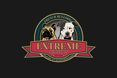 Extreme Selection adobe illustrator american american stafford art branding design dog dog logo french buldog graphic design graphicdesign illustration kennel logo staffordshire ui ux vector