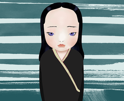 Sad Kimono branding character concept character design cute girl design digital illustration france graphic design illustration illustration art kimono mixed media unique art