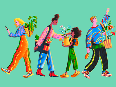 Community Gardens app art design flat illustration vector
