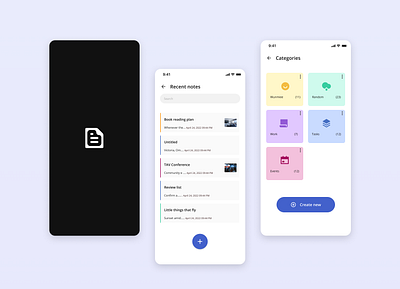 A mobile app design for taking notes. note notetaking