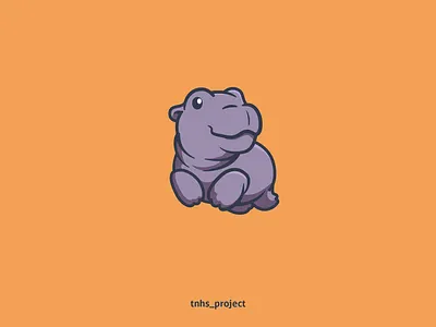 Baby Hippo adorable animation artwork branding cartoon character cute design graphic design hippo hippopotamus illustration logo motion graphics ui