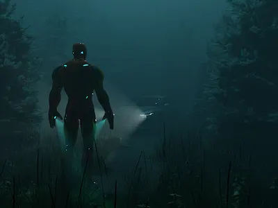 Forest Scene ironman 3d 3danimation animation blender blender3d concept digitleart graphic design logo motion graphics nft