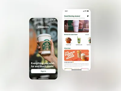 Starbucks I Re-design coffee design food menu mobile mobile design onboarding online redesign splash starbucks ui user interface
