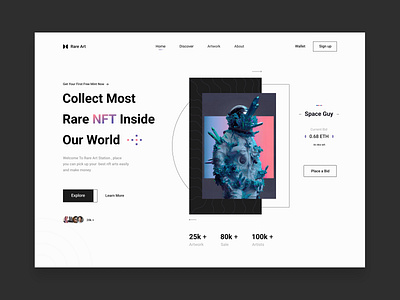NFT Landing - UI Concept beautiful behance creative crypto dailyui design designinspiration dribbble dribbblers figma interface minimal nft productdesign ui uiux userinterfacedesign ux webdesign webdesigner