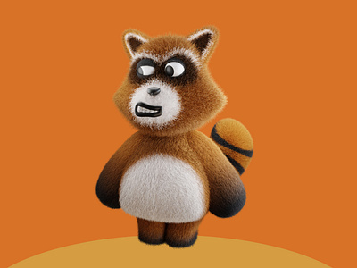 Orange Raccoon 3d 3d animal 3d blender 3d cartoon 3d character 3d cute 3d raccoon 3d raccoon animal 3d raccoon cartoon 3d render 3d render animal animal blender character illustration raccoon raccoon cartoon