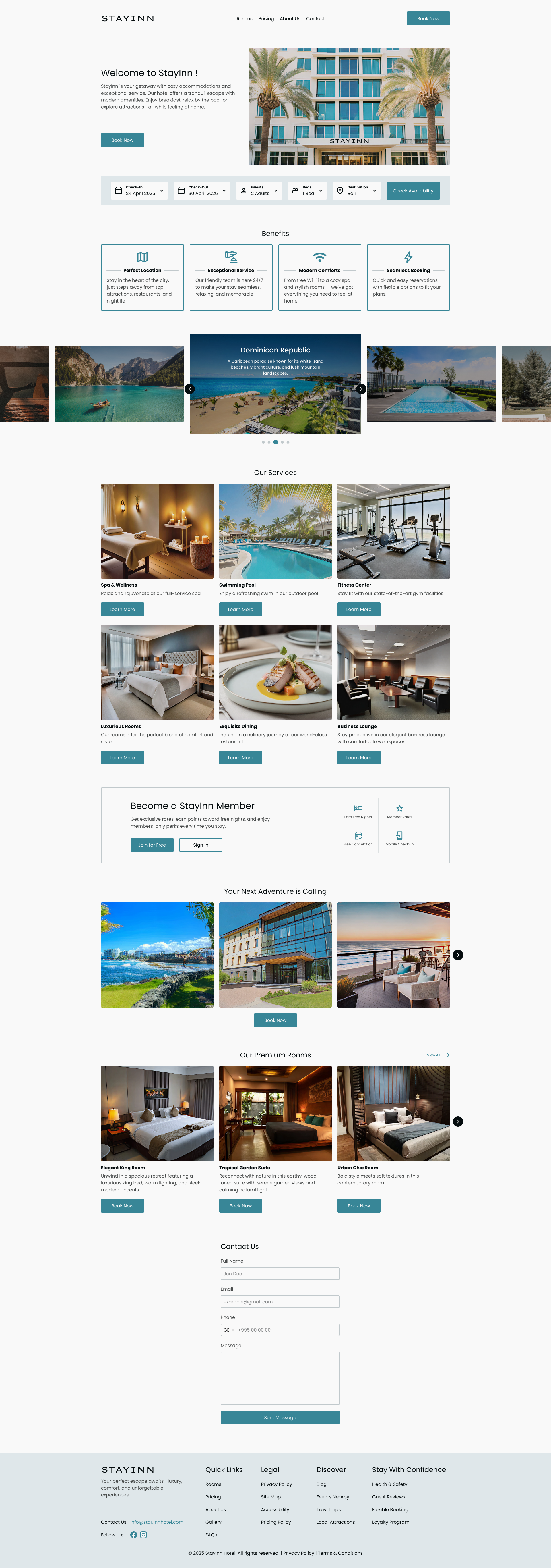 Hotel's Landing Page branding design illustration ui ux web web design website