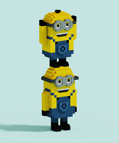 Minions Voxel Art 3d illustration voxel