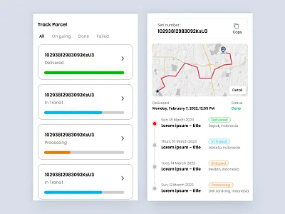 Track Parcel - App app clean courier delivery interface location minimalist mobile parcel product shipment app truck ui design ui tracking
