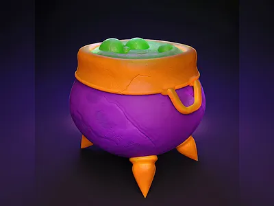 Witch cauldron - Halloween clay asset 3d 3d art blender clay dark design game halloween icon illustration low poly october purple witch