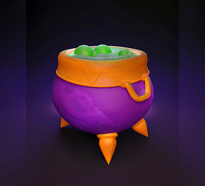 Witch cauldron - Halloween clay asset 3d 3d art blender clay dark design game halloween icon illustration low poly october purple witch