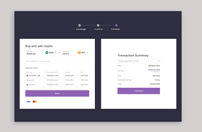 Fiat 0n-Ramp solution for an exchange app bitcoin blockchain defi design minimal ui ux web design web3