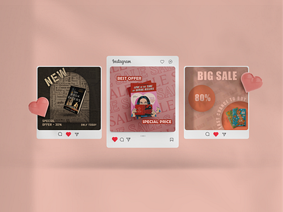 Social media banners for bookstore banners cover graphic design illustration vector