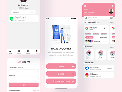 Job Market app design concept app design job jobfind jobfinder jobmarket mobile mobileapp productdesign ui ux