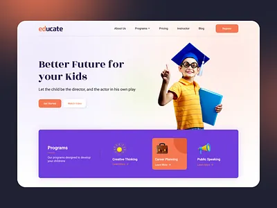 Educate Landing Page education landing page ui ux website