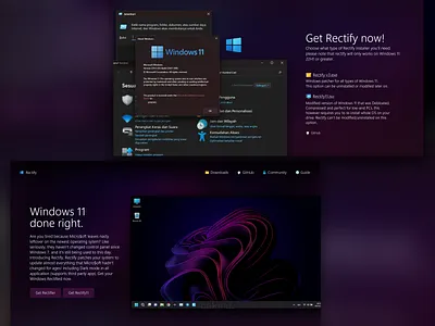 Rectify11 Landing Page concept design landing page landing page concept microsoft microsoft windows page rectify11 web windows