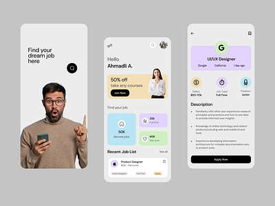 Job Search App app job app mobile app mobile design ui ux