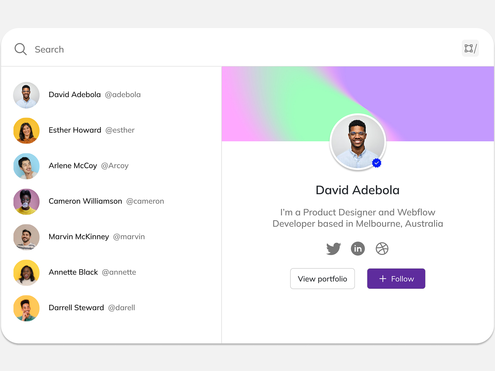 Dashboard Designs.....Search of Name on social media. by David Adetoro ...