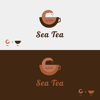 Sea Tea branding creative logo design graphic design idea creation logo logo creation logo design minimal design minimal logo sea waves tea cup