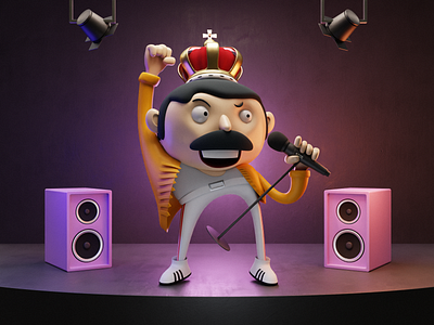 Queen's Freddy Mercury 3D Character 3d 3d character 3d illustration 3d modeling 3dart art artwork blender c4d character character design creative digital art digital illustration graphic design illustration lowpoly minimal queen render