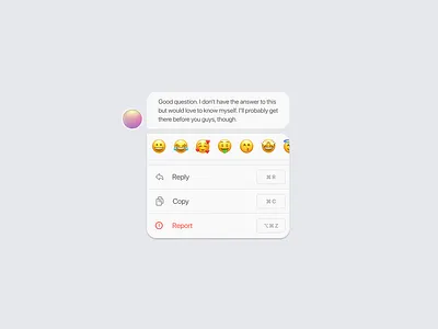 mini context menu with frequently used emojis clean context menu design designs emojis flat design flatdesign ios iphone menu menu design minimal minimalism minimalistic simple simplicity simplistic ui ux white