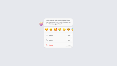 mini context menu with frequently used emojis clean context menu design designs emojis flat design flatdesign ios iphone menu menu design minimal minimalism minimalistic simple simplicity simplistic ui ux white