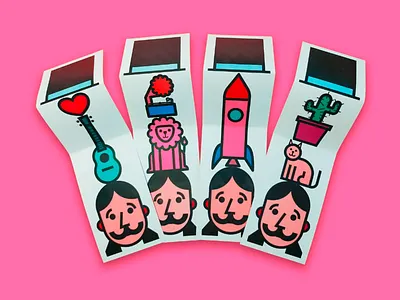 Paper Magic Toy Design colorful design creative creative play designed toy handcrafted handcrafted toy imagination kids crafts magic toy magician illustration man with hat mustache paper craft paper magic toy paper toy paper toy design pink simple shapes top hat toy design