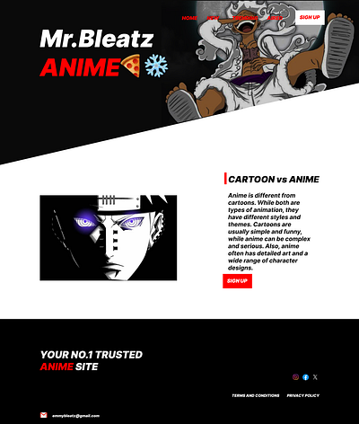 Ongoing Anime site design branding graphic design illustration ux