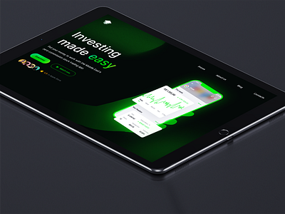 Investing platform app bank branding clean dark design figma fintech graphic design hero investing layout minimal mockup mode nft payment ui ux web3