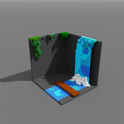 Voxel Cave And Waterfall 3d bay build cave cool design voxel water waterfall