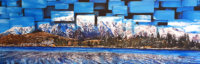 The Remarkables in cubes NZ acrylic art artwork canvas design