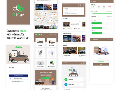 Ứng dụng DiCar - Thuê xe và Thuê tài xế design illustration ui ui ux