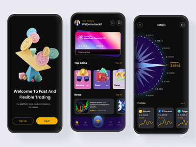 Crypto wallet - Mobile app bitcoin blockchain coin crypto crypto app crypto currency crypto currency design cryptocurrency currency doller ethereum exchange mobile mobile app mobile app design sylgraph trending trending app design trending design wallet