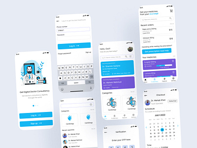 Health-Tech mobile app app design e doctor e hospital health healthtech mobile mobileapp pharmacy productdesign telemedicine ui ux