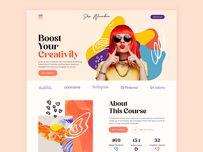The concept of the author's educational course branding concept course design education illustration inhensweb light simple teaching ui website