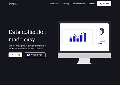 DataX data datax design figma landing page monochrome recia ui undraw