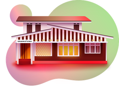 House in Unawatuna accommodation illustration architecture colorful colourful editorial house illustration illustration sri lanka stripes tropical vacation illustration vector home vector illustration